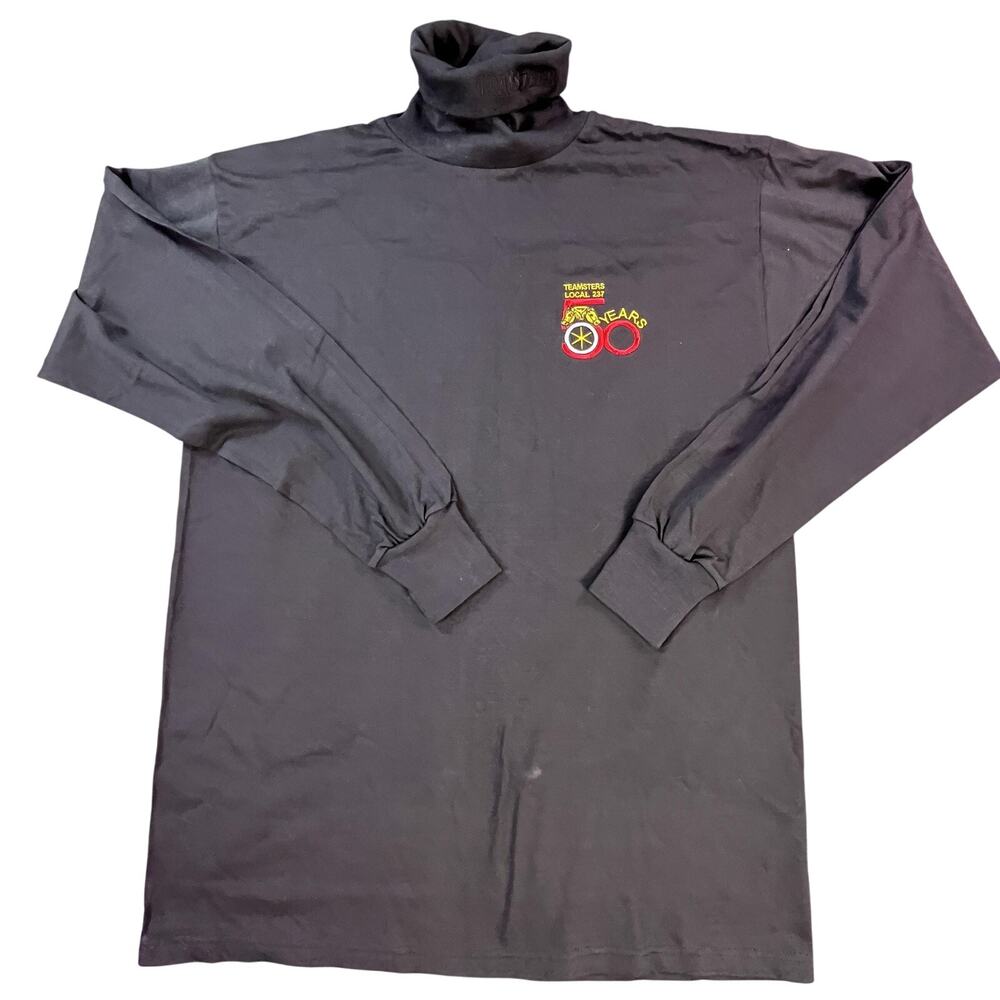 VINTAGE Black Turtleneck Teamsters Local 237 Mens XL